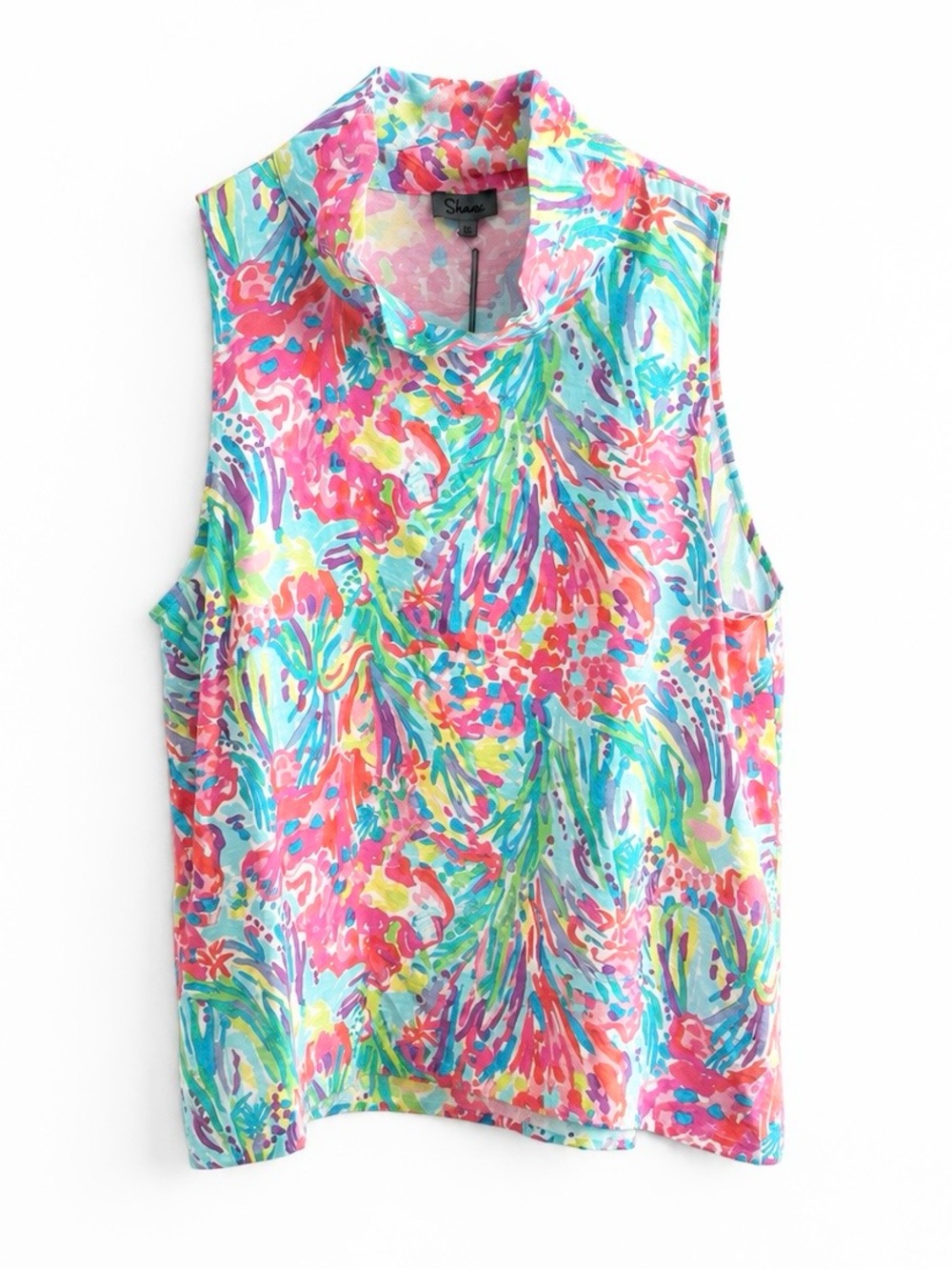 SHANA AQUA SLEEVELESS FLORAL POPOVER TOP SZ XXL NWT
